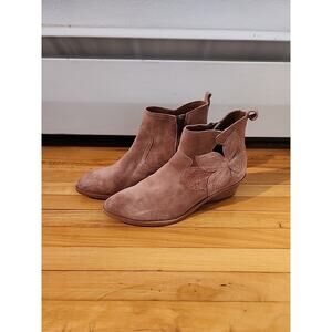 FRYE Farrah Light Rose Pink Western Bootie Floral Leather Boots Boho US 7